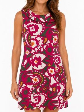 Lilly Pulitzer Taea Dress Olive Off the Wagon Floral Scallop Hem Women's Size 4
